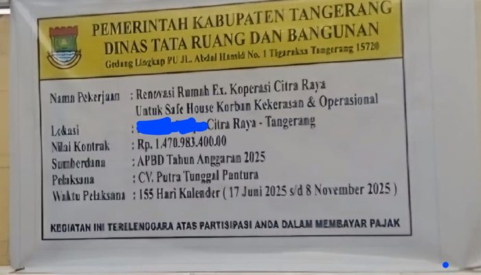 Gagal Jadi Safe House, DPRD Tangerang Sebut Proyek Senilai Rp 1,4 Miliar Diduga Tak Sesuai RAB