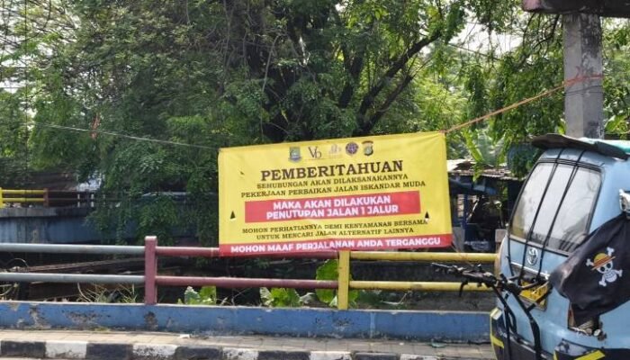 Jalan Iskandar Muda Diperbaiki, Pengendara Diminta Bersiap Mengubah Rute